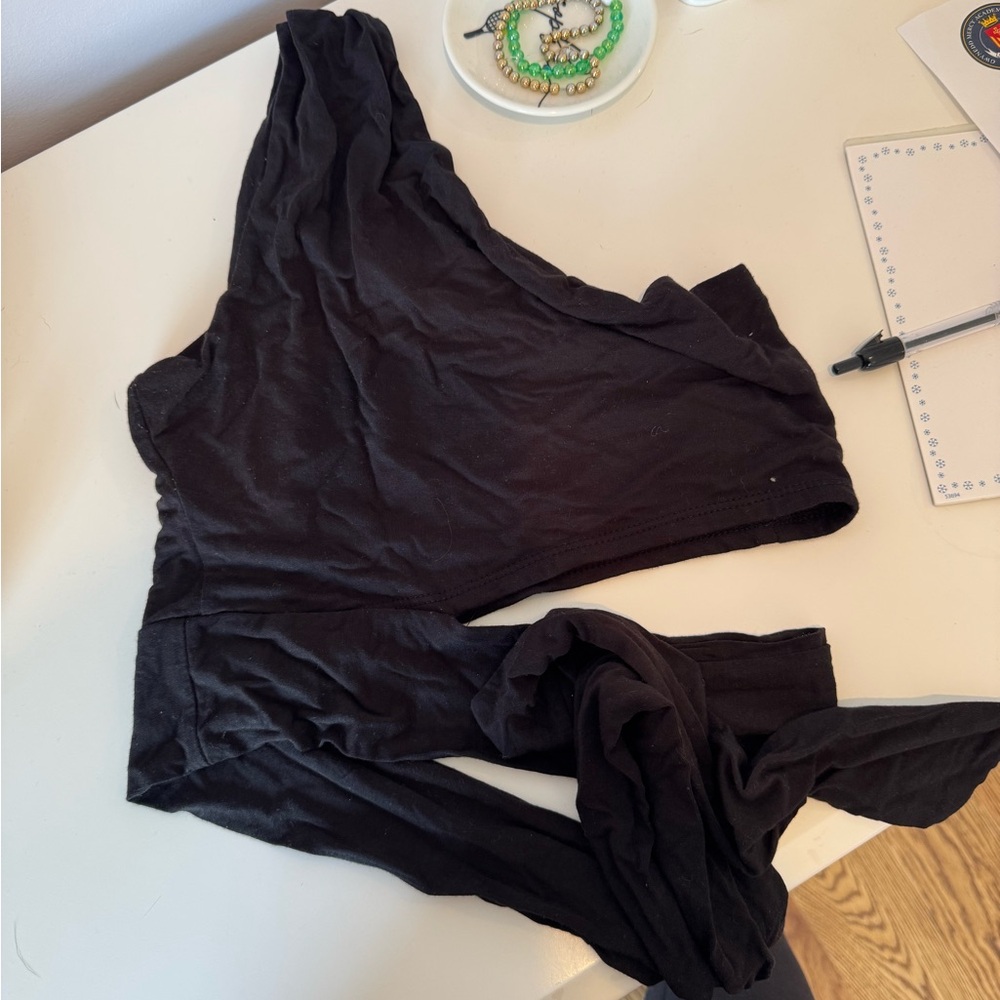 Elegant Black Wrap Blouse